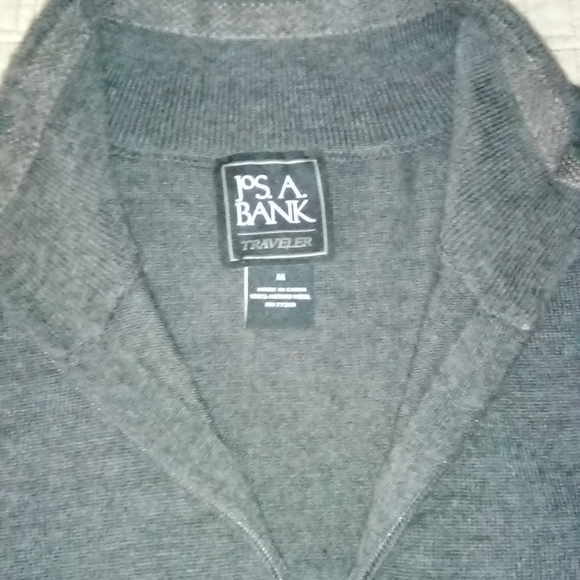 Jos. A.Bank 100% Traveler Merino Wool Sweater Medium Grey 1/4 Zip - Picture 4 of 4